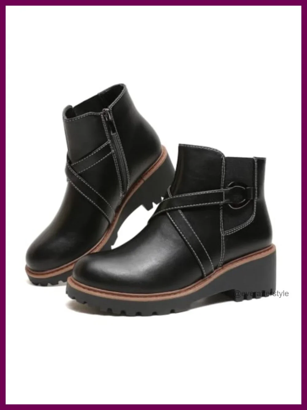 Women's Chelsea Ankle Boots Chunky Low Heel Platform Short Fall Booties